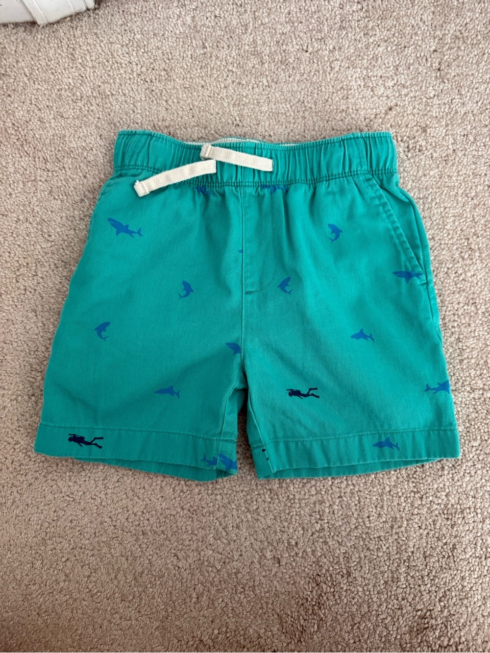 J crew Crewcuts Kids Teal Shark-Print Pull-On Shorts size 5